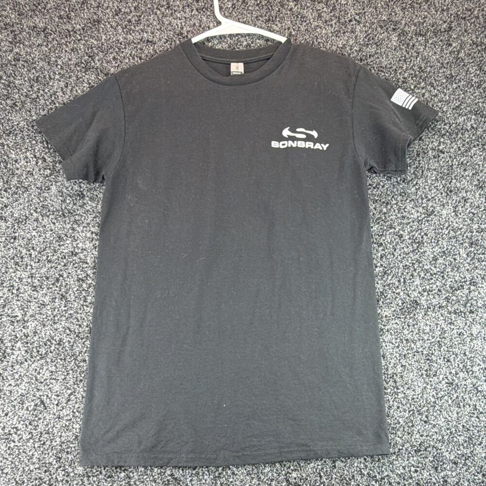 Sonsray Force For Good T Shirt Mens Small Black American Flag Gildan DryBlend